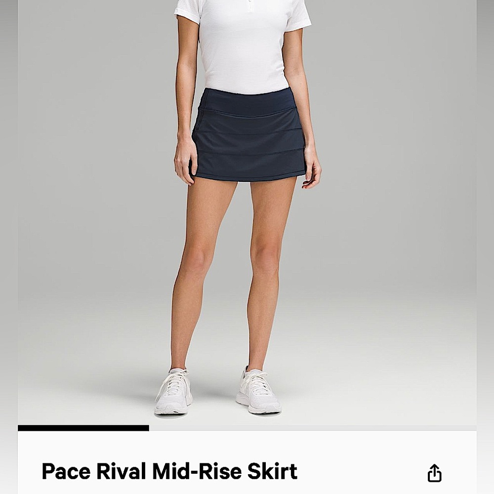 Lululemon Pace-Rival Mid-Rise skirt TRUE NAVY SIZE 6